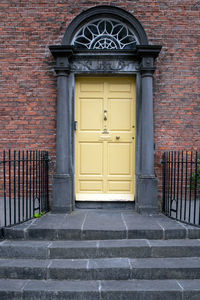 Closed door of building