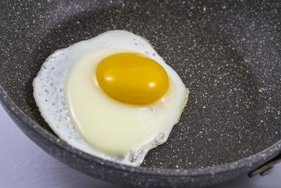 High angle view of breakfast on table