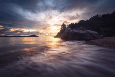 Scenic view of sea against sky during sunset