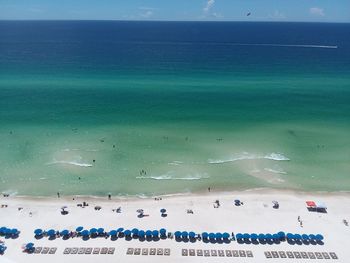 High angle view of people on beach