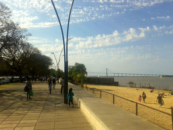 People walking on footpath in park