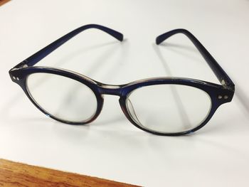 Close-up of eyeglasses on table