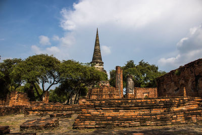 Panoramic view of old temple building against sky