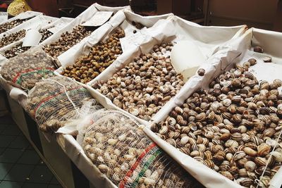 High angle view of food for sale in market