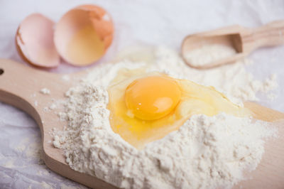 Close-up of breakfast on table