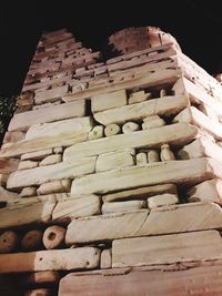 Low angle view of stone stack