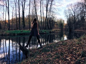 Reflection of trees in lake