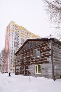 Built structure against clear sky during winter