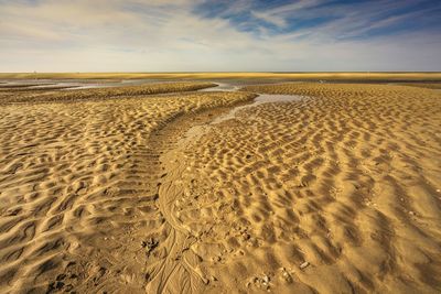 Overview texel beach with cloudy sky