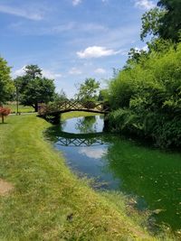 Bridge over river against sky