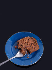 High angle view of cake in plate