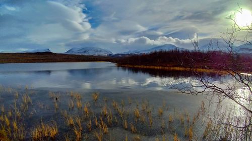 Scenic view of lake against sky