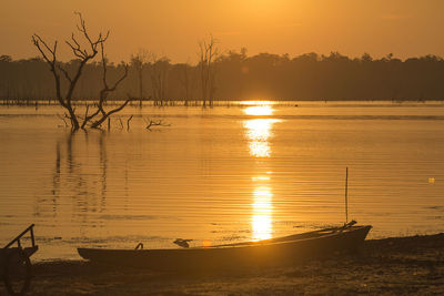 Scenic view of sea during sunset