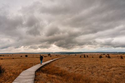 Strollers in nature reserve high fens, belgium.