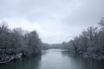 Scenic view of river against cloudy sky