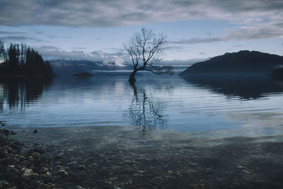 Scenic view of lake against sky