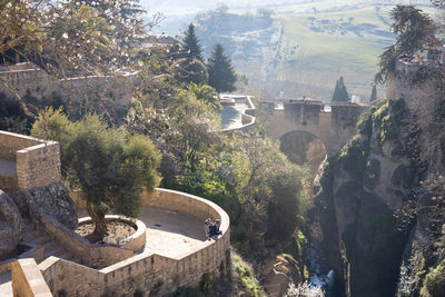 High angle view of buildings in city