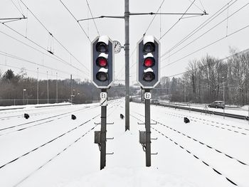 Stop signs for trains in winter