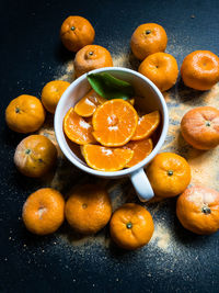 High angle view of fruits on table