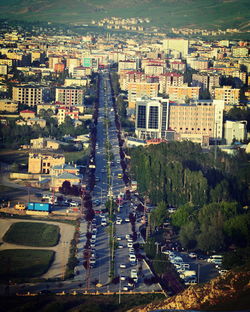 High angle view of city street