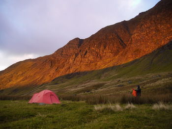 View of of person camping in snowdonia national park