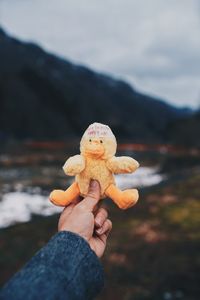 Close-up of hand holding toy