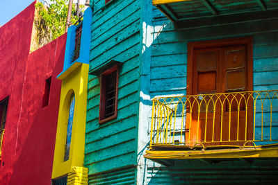 Low angle view of multi colored building