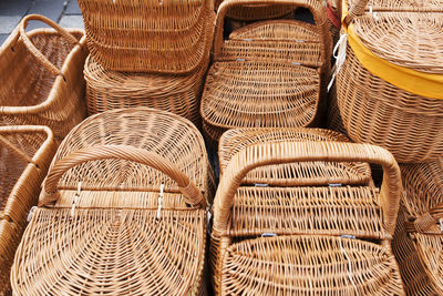 Close-up of wicker basket