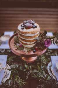 Close-up of dessert in plate on table