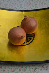 High angle view of eggs on cutting board