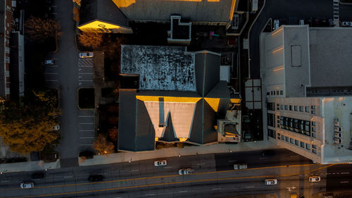 High angle view of car on table