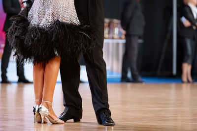 Legs couple dancers before start of dance competition