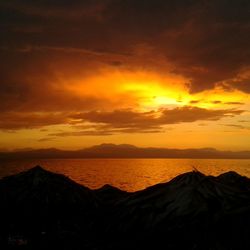 Scenic view of sea at sunset