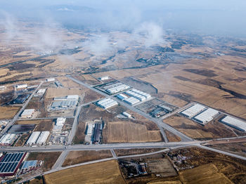 High angle view of aerial shot of land