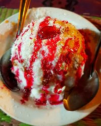 Close-up of dessert on table