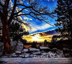 Scenic view of landscape against sky during winter