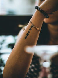 Close-up of woman holding hands