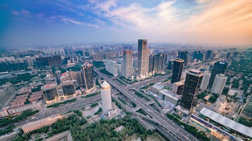 High angle view of cityscape