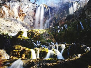 Scenic view of waterfall