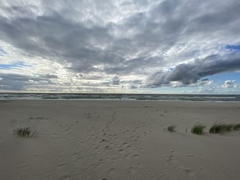 Scenic view of beach against sky