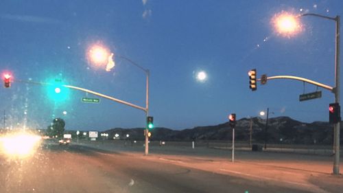 Cars moving on road at night