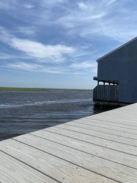 Pier over sea against sky