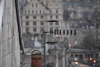 Close-up of glass building by street