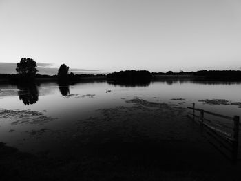 Scenic view of lake against clear sky