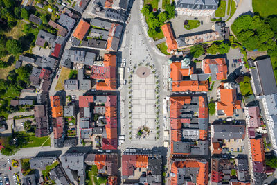 High angle view of buildings in city