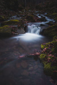 Frosty waterfall tosanovsky in autumn colours. beskydy mountains in eastern czech republic