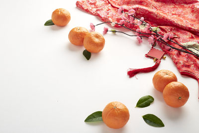 High angle view of fruits on table