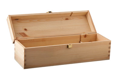 Low angle view of empty box against white background