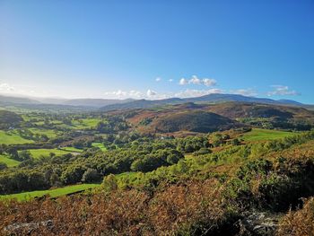 Scenic view of landscape against blue sky