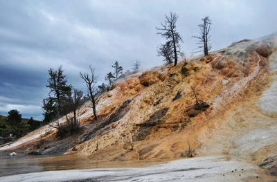 Scenic view of land against sky during winter